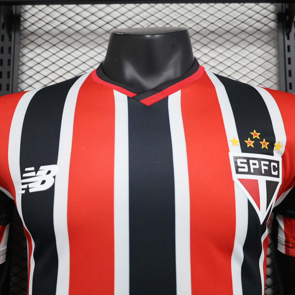 Camisa São Paulo II 24/25 - Jogador Masculina - Vermelho, Branco e Preto