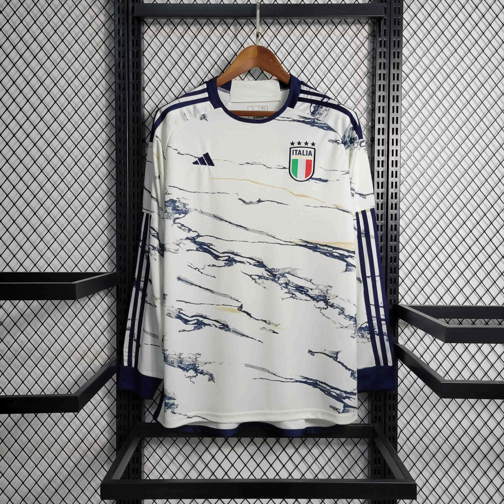 Camisa Itália Branca Manga Longa 23/24 - Versão Torcedor