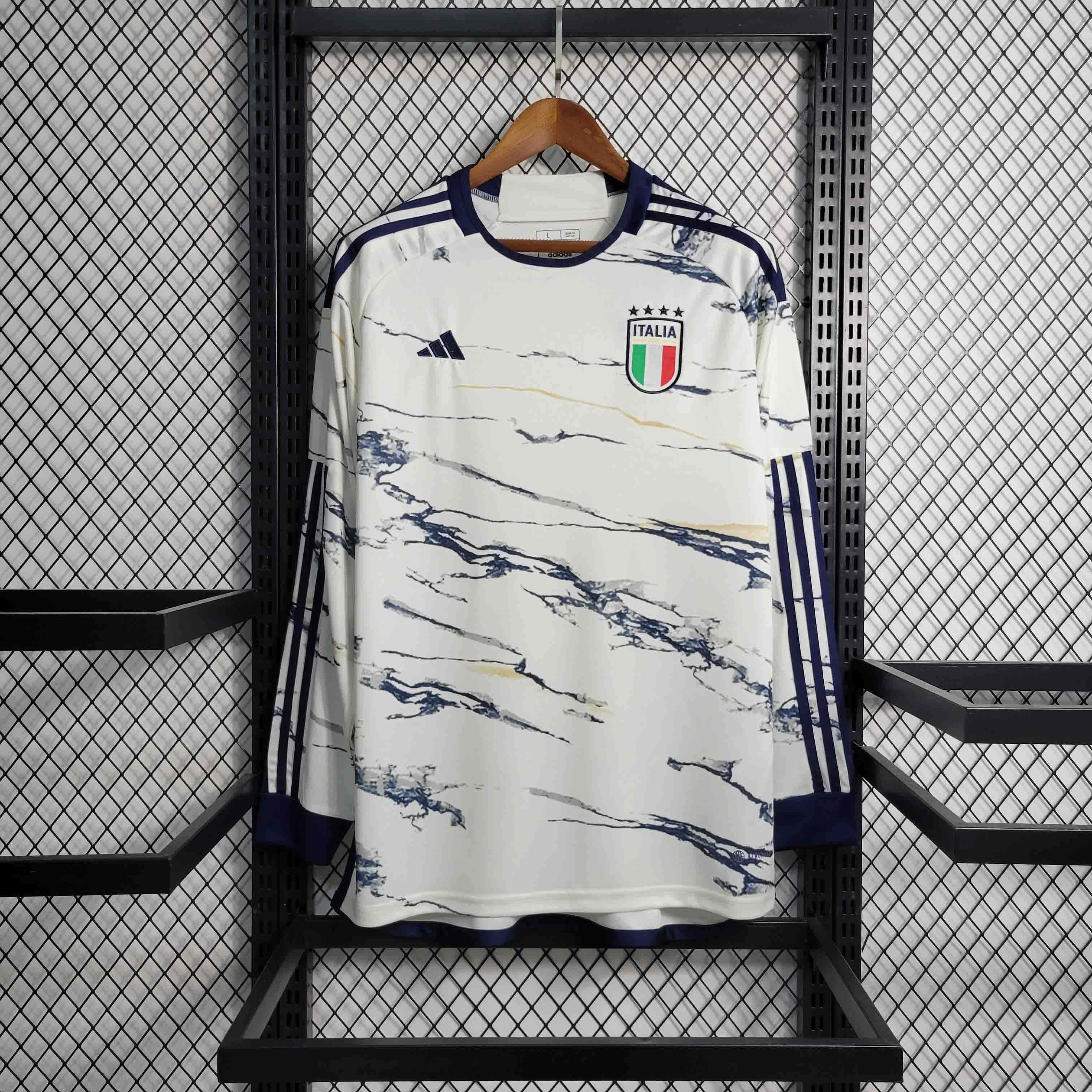 Camisa Itália Branca Manga Longa 23/24 - Versão Torcedor