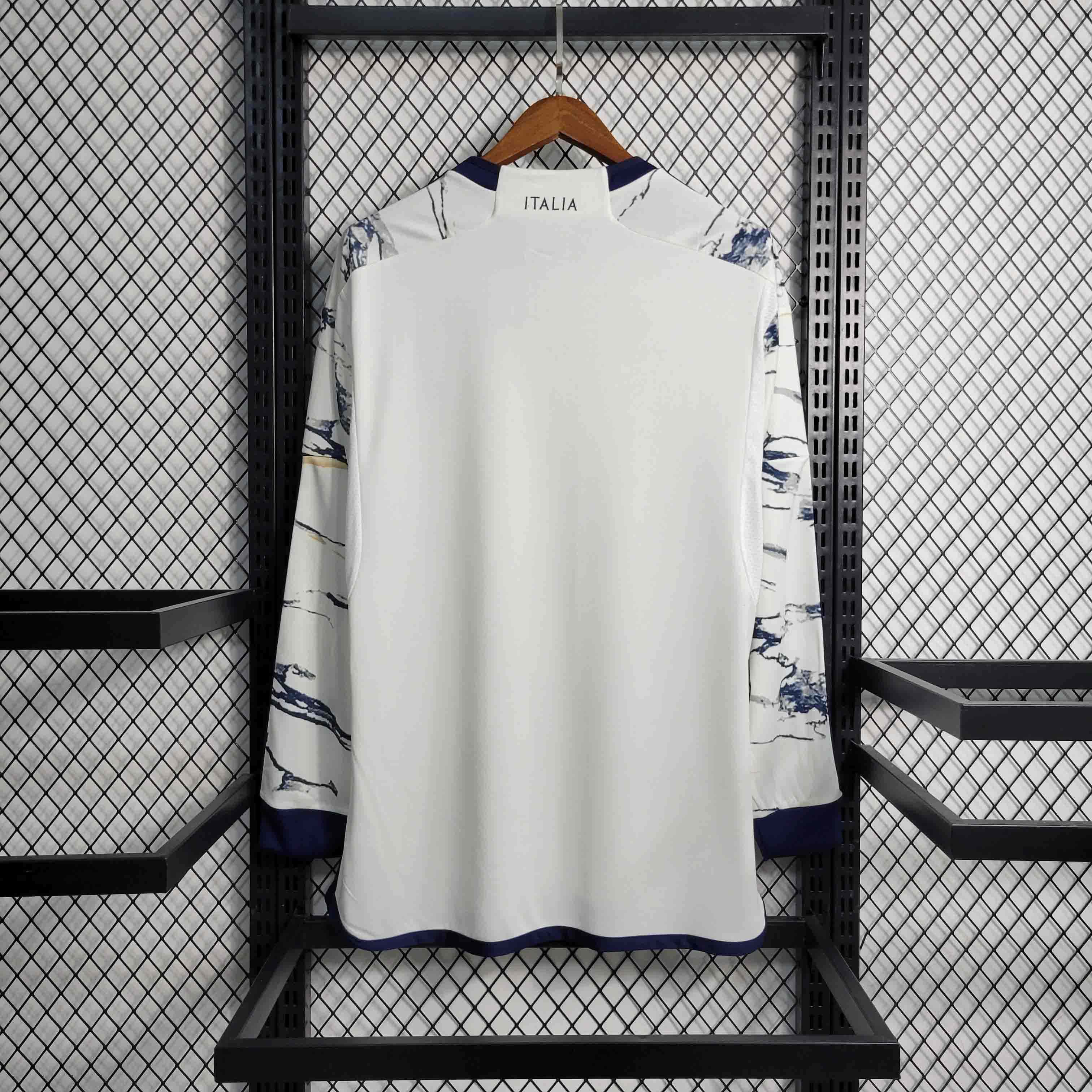 Camisa Itália Branca Manga Longa 23/24 - Versão Torcedor