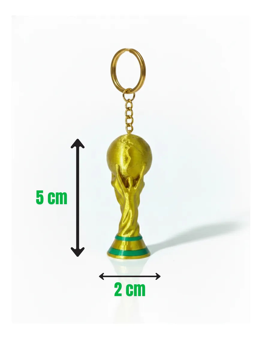 Kit 15 Chaveiros Taça Copa Mundo Trofeu Dourada Miniatura