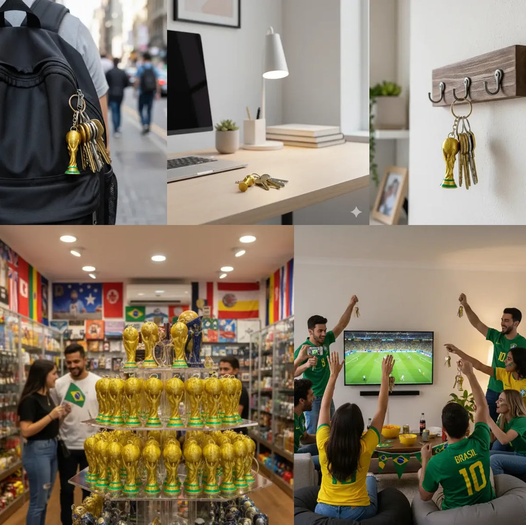 Kit 03 Chaveiros Troféu Taça Copa Do Mundo Dourada Miniatura