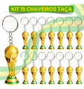 Kit 15 Chaveiros Taça Copa Mundo Trofeu Dourada Miniatura